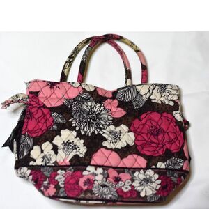 Vera Bradley Mocha Rogue Trendy Mod Draw String Scrunch/Double Handle Bag Purse